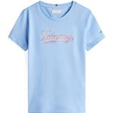 Tommy Hilfiger - TOMMY SCRIPT SEQUINS T-shirt - Cloudy Blue - Korte Mouwen - Regular Fit
