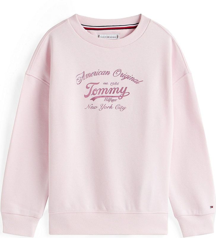 Tommy Hilfiger - TOMMY SCRIPT SWEATSHIRT - Light Pink - Sweatshirt - Voor Kinderen Tot 16 Jaar