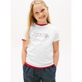Tommy Hilfiger - TOMMY SCRIPT SEQUINS TEE SS - T-shirt - Wit - Voor Kinderen tot 16 Jaar