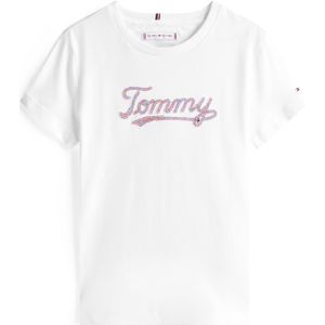 Tommy Hilfiger - TOMMY SCRIPT SEQUINS TEE SS - T-shirt - Wit - Voor Kinderen tot 16 Jaar