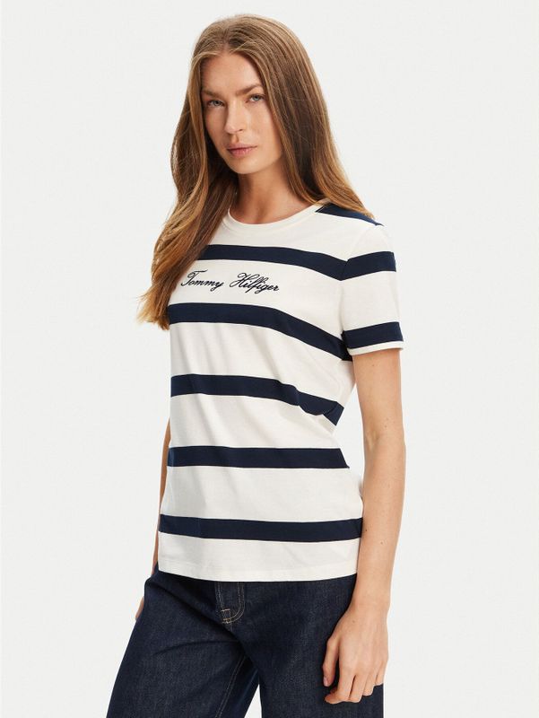 Tommy Hilfiger - Script Reg C-nk Ss - T-shirt - Blauw - Korte Mouwen