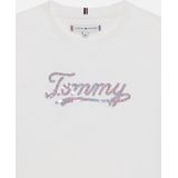 Tommy Hilfiger - TOMMY SCRIPT SEQUINS TEE - T-shirt - Wit - Katoen