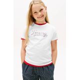 Tommy Hilfiger - TOMMY SCRIPT SEQUINS TEE - T-shirt - Wit - Katoen