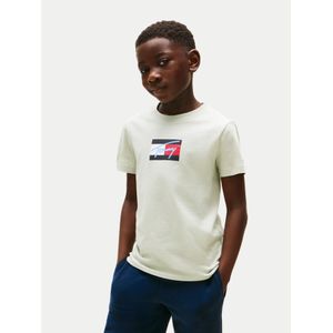 Tommy Hilfiger - TOMMY SCRIPT FLAG PRINT TEE SS - T-shirt - Misty sage - Voor Kinderen tot 16 Jaar