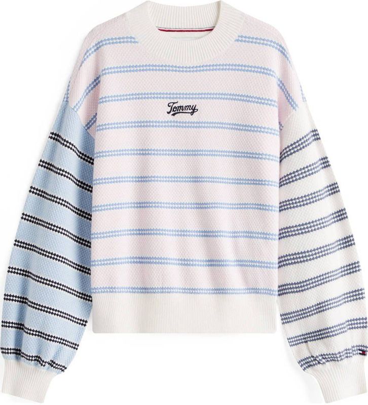 TOMMY HILFIGER - Trui - Lichtblauw - Gestreept - Knitwear