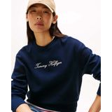 Tommy Hilfiger - Lurex Script Reg Swtshrt Ww0ww47159 - Slip-on Sweatshirt - Donker Navy Blauw