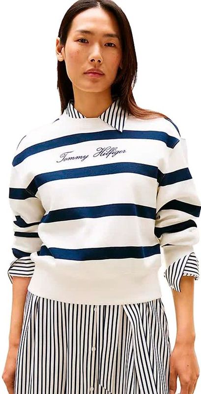 Tommy Hilfiger - Sweatstof - Ivory Silk/Dark Night Navy - Regular Fit