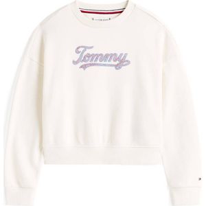 Tommy Hilfiger - TOMMY SCRIPT SEQUIN SWEATSHIRT - Ivory Silk - Sweatshirt - Voor Kinderen Tot 16 Jaar