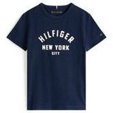 Tommy Hilfiger - CURVED HILFIGER GRAPHIC TEE SS - T-shirt - Dark Night Navy - Korte Mouwen, Ronde Hals