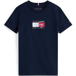 Tommy Hilfiger T-Shirt - Script Vlag - Cloudy Blue - Tommy Hilfiger - 1½ jaar (86) - T-Shirts