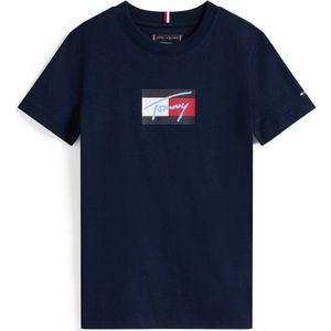Tommy Hilfiger T-Shirt - Script Vlag - Cloudy Blue - Tommy Hilfiger - 1½ jaar (86) - T-Shirts