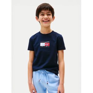 Tommy Hilfiger - TOMMY SCRIPT FLAG PRINT TEE SS - T-shirt - Dark Night Navy