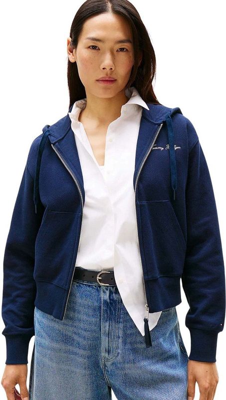Tommy Hilfiger Hoodie met ritssluiting voor dames, Blauw (Donker Nacht Marine), XXS