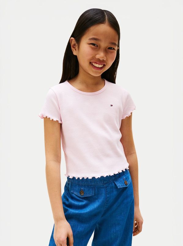 T-shirt - Light Pink - Korte Mouwen - Logo-Borduursel