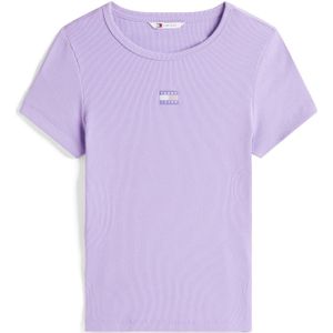 Ophelia - T-shirt - Paars - Rib-look - Korte Mouwen