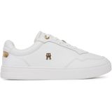 Tommy Hilfiger - ESSENTIAL ELEVATED COURT SNEAKER - Plateausneakers - Wit/goudkleur - Vrijetijdsschoen