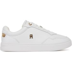 Tommy Hilfiger - ESSENTIAL ELEVATED COURT SNEAKER - Plateausneakers - Wit/goudkleur - Vrijetijdsschoen