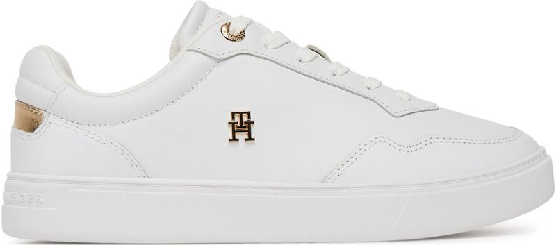 Tommy Hilfiger - ESSENTIAL ELEVATED COURT SNEAKER - Plateausneakers - Wit/goudkleur - Vrijetijdsschoen