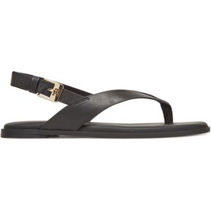 TOMMY HILFIGER - Teenslipper - Zwart - Glad Leer - Platte Hak