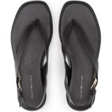 TOMMY HILFIGER - Teenslipper - Zwart - Glad Leer - Platte Hak