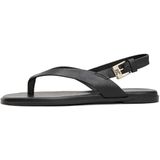 TOMMY HILFIGER - Teenslipper - Zwart - Glad Leer - Platte Hak