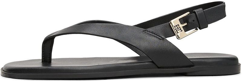 TOMMY HILFIGER - Teenslipper - Zwart - Glad Leer - Platte Hak