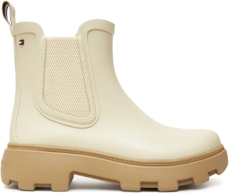 Chelsea Boots - Beige - Textiel - Blokhak - Rond