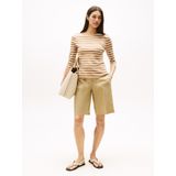 Tommy Hilfiger NEW CODY SLIM BOAT-NK Shirt - Hickory/Ecru Streep - Geborduurd Logo