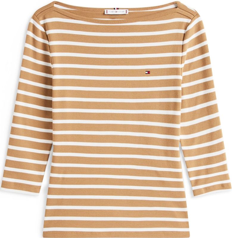 Tommy Hilfiger NEW CODY SLIM BOAT-NK Shirt - Hickory/Ecru Streep - Geborduurd Logo