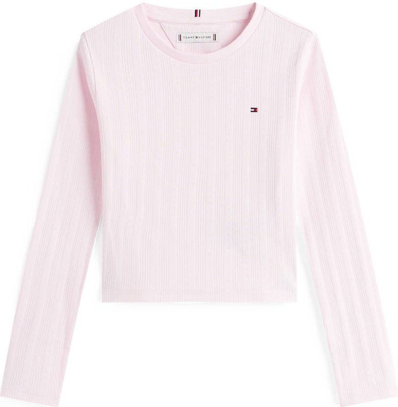 Tommy Hilfiger - POINTELLE TOP LS - Shirt met Lange Mouwen - Lichtroze - Voor Kinderen tot 16 Jaar