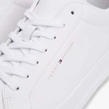 Tommy Hilfiger - TH Court LTH Detail ESS - Sneakers - Wit/Fris Blauw - Leer