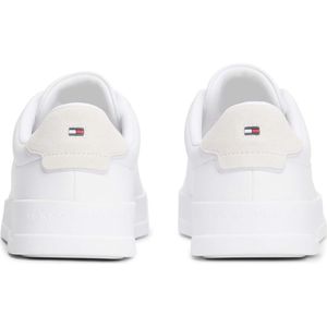 Tommy Hilfiger - TH Court LTH Detail ESS - Sneakers - Wit/Fris Blauw - Leer