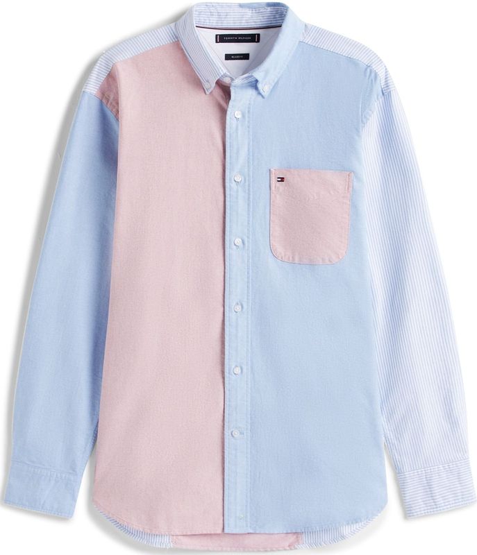 TOMMY HILFIGER - Overhemd - Blauw/Rosa/Wit - Katoen - Regular Fit