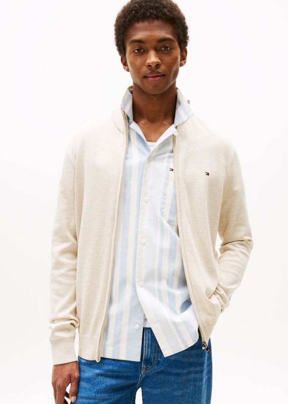 Tommy Hilfiger - Essential Cotton ZIP Thru - Vest - Beige - Katoen