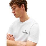 Tommy Hilfiger Heren Outline Flag Script TEE MW0MW39360 S/S T-shirt, wit (wit), XS, Wit (wit), XS