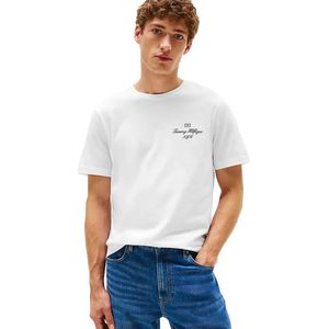 Tommy Hilfiger Heren Outline Flag Script TEE MW0MW39360 S/S T-shirt, wit (wit), XS, Wit (wit), XS