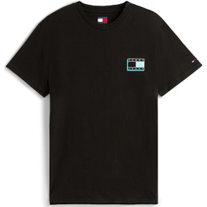 Tommy Jeans - Shirt - Turquoise - Ronde Hals - Slanke Pasvorm - Kwartmouw