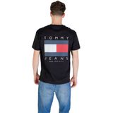 Tommy Jeans - T-shirt - Zwart - Katoen - Korte Mouwen - Ronde Hals