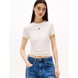 Tommy Jeans - T-shirt - Wolwit - Slanke Pasvorm - Kwartmouw