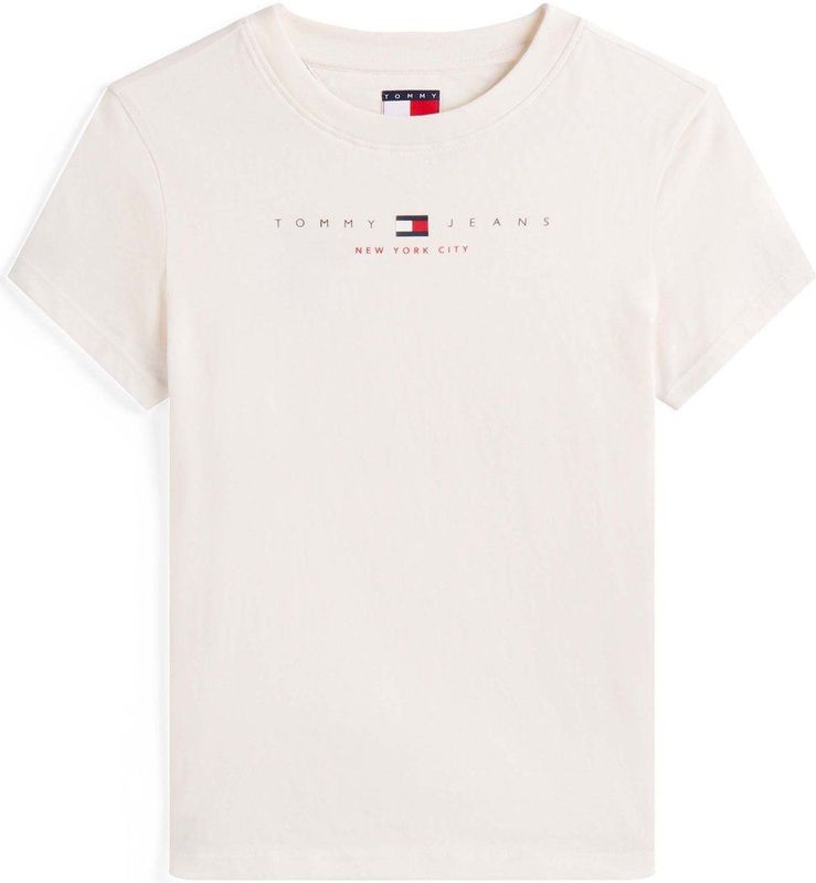 Tommy Jeans - T-shirt - Wolwit - Slanke Pasvorm - Kwartmouw