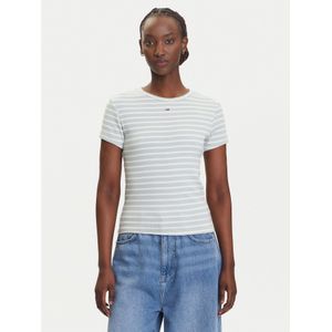 Tommy Jeans Shirt 'Essential'  lichtgroen / wit