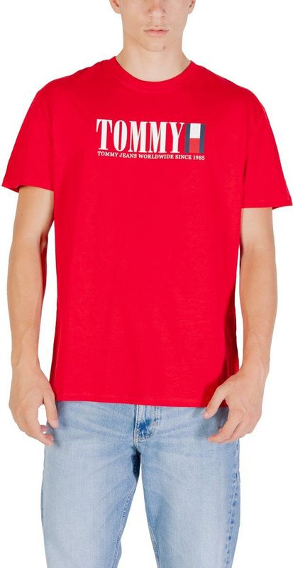 Tommy Jeans - T-shirt - Rood - Regular Fit - Korte Mouwen