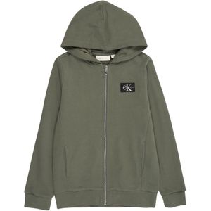 Calvin Klein Jeans Sweatvest  olijfgroen / zwart / wit