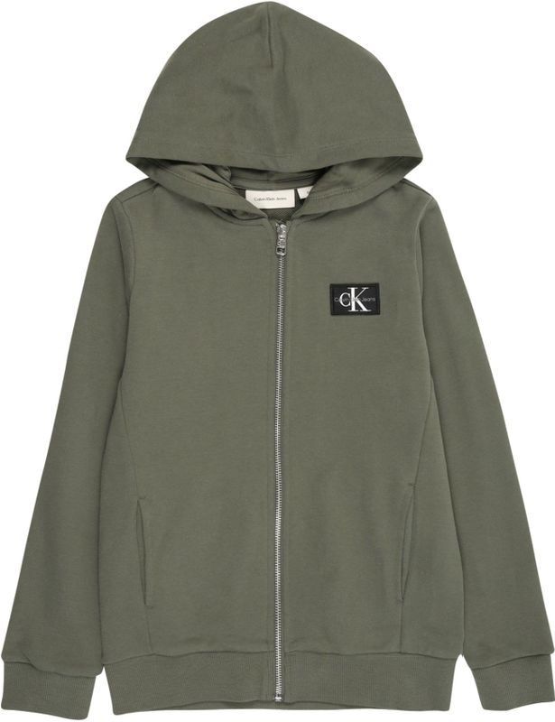 Calvin Klein Jeans Sweatvest  olijfgroen / zwart / wit