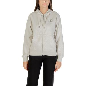 Calvin Klein Jeans - Zip-Up Printed Hooded Sweatshirt - Grijs - Met Voorzakken