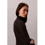 Calvin Klein - Shirttop - Zwart - LS WOVEN LABEL TURTLENECK