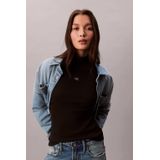 Calvin Klein - Shirttop - Zwart - LS WOVEN LABEL TURTLENECK