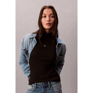 Calvin Klein - Shirttop - Zwart - LS WOVEN LABEL TURTLENECK