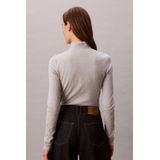 Calvin Klein - Shirttop - History Grey Heather - Lange Mouwen - Staande Kraag