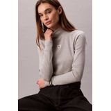 Calvin Klein - Shirttop - History Grey Heather - Lange Mouwen - Staande Kraag